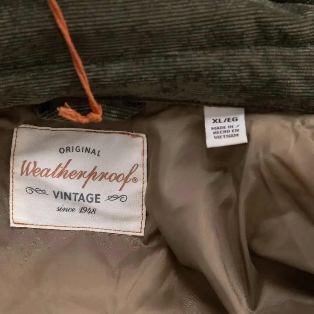 Weatherproof Vintage Men Corduroy Button-Front Quilted Jacket Olive Size XL